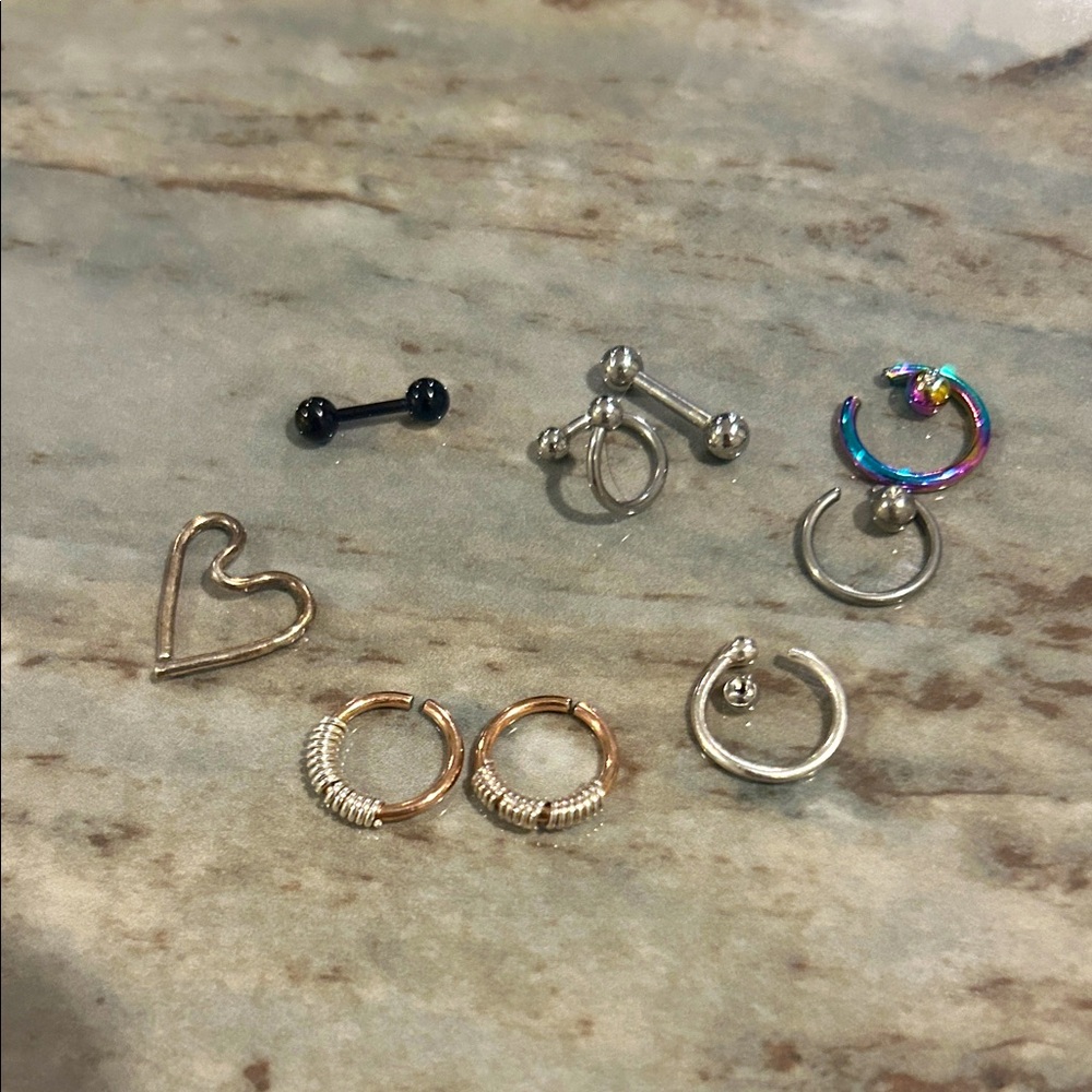 9 piercing earrings Mixed Metal Hoop and Stud Earring Set belly nose rings studs